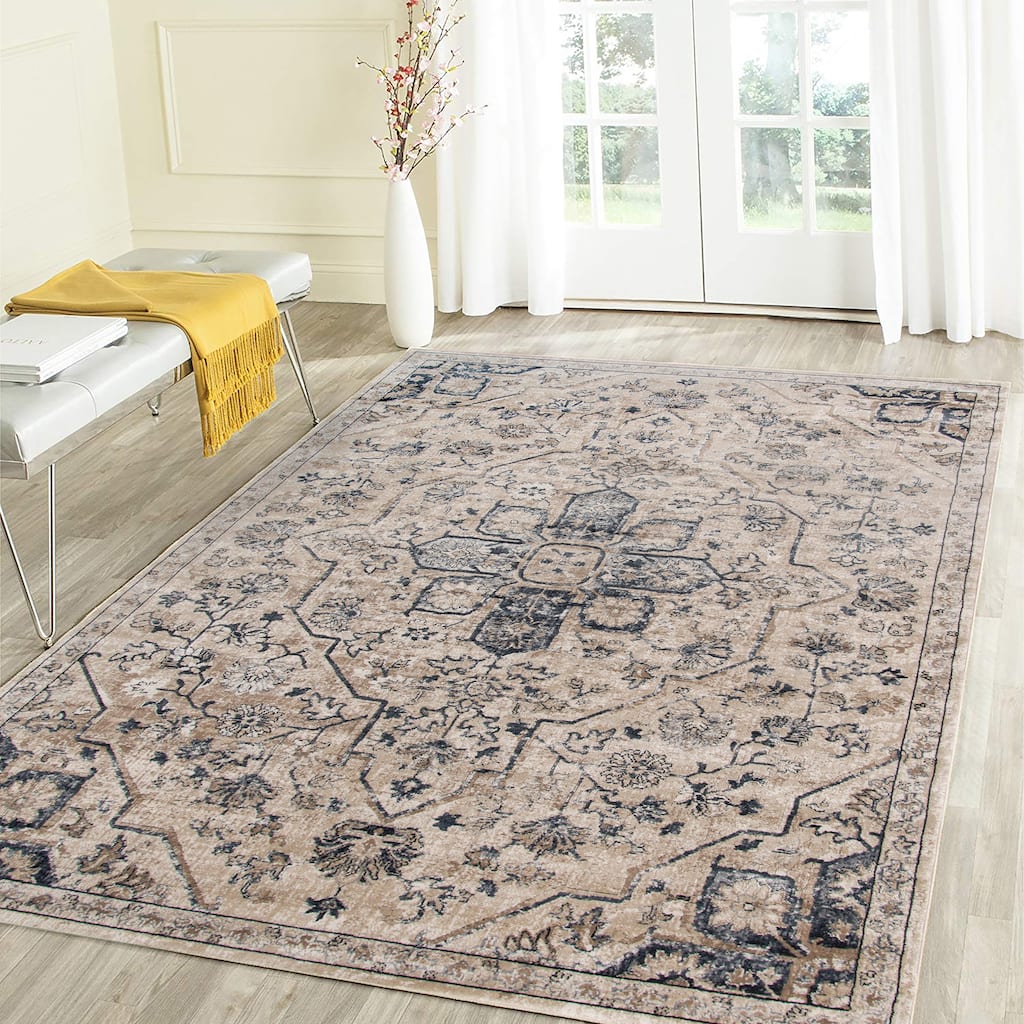 Rotterdam Transitional Medallion Polyester Blend Area Rug