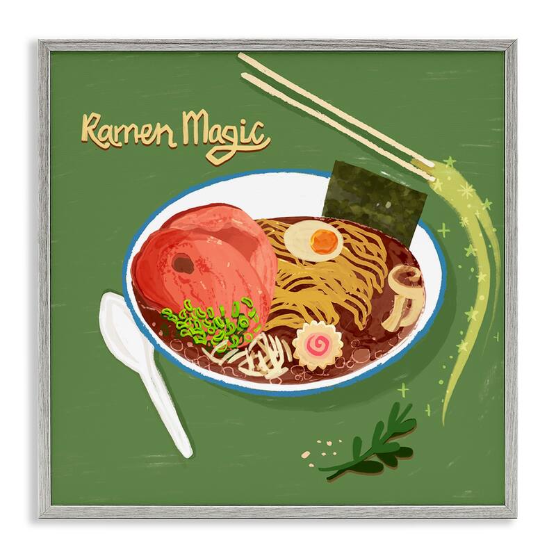Stupell Ramen Magic International Meal Framed Giclee Art Design By Juliet Rose Philips - 12 x 12 - Grey