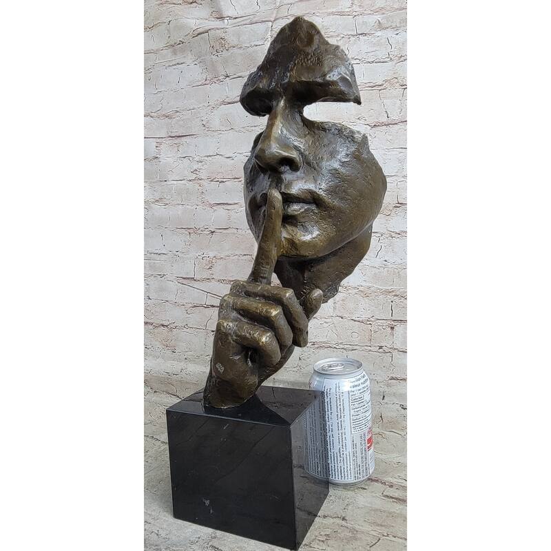 Signed Salvador Dali Abstract Man Hush Up Bronze Sculpture Modern Art Figurine
