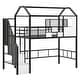 preview thumbnail 15 of 20, Metal Twin Loft Bed with Roof Design and Storage Box, Pink