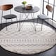 SAFAVIEH Arizona Shag Lotta Moroccan 1.2-inch Thick Rug - 6'7" x 6'7" Round - Ivory/Grey