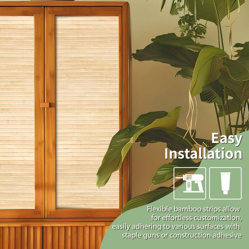 Art3d 48 x 96 in Natural Bamboo Wall Panel for Wall Decor for Living Room,Bedroom,Office - 96 X 48