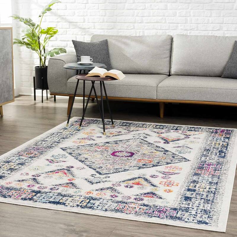 Tigris Patara Traditional Oriental Medallion Vintage Area Rug - 9' x 12' - Grey, Orange, Ivory
