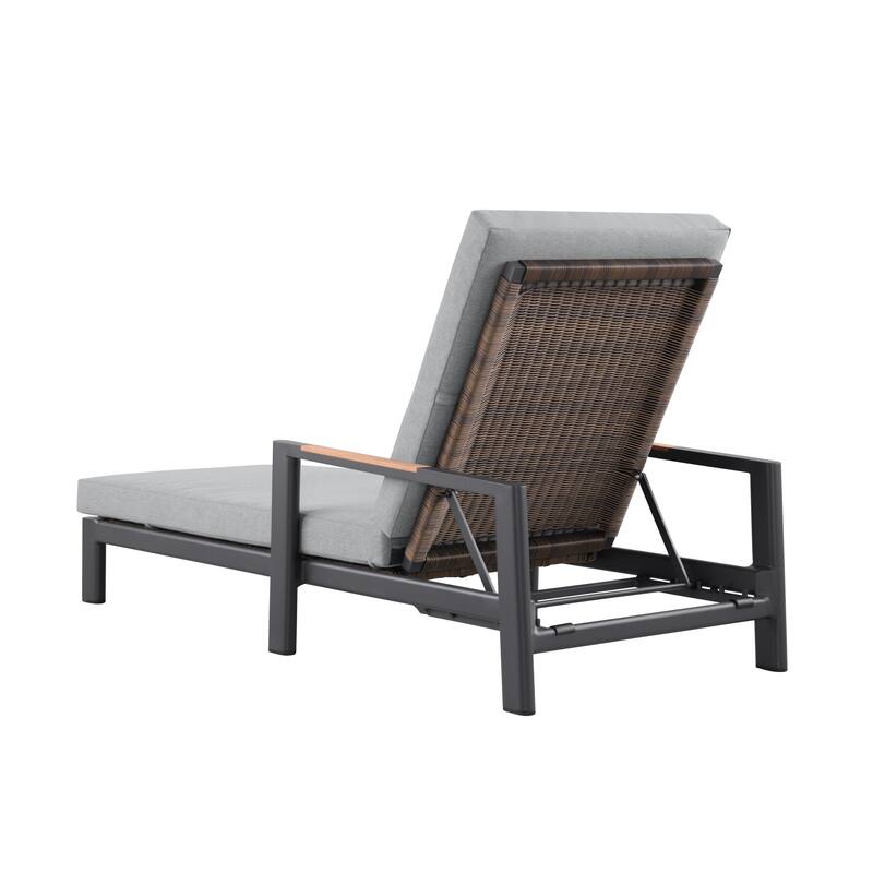 Arlo Teak & Wicker Aluminum Dual-Use Outdoor Chaise Lounge (Set of 2)