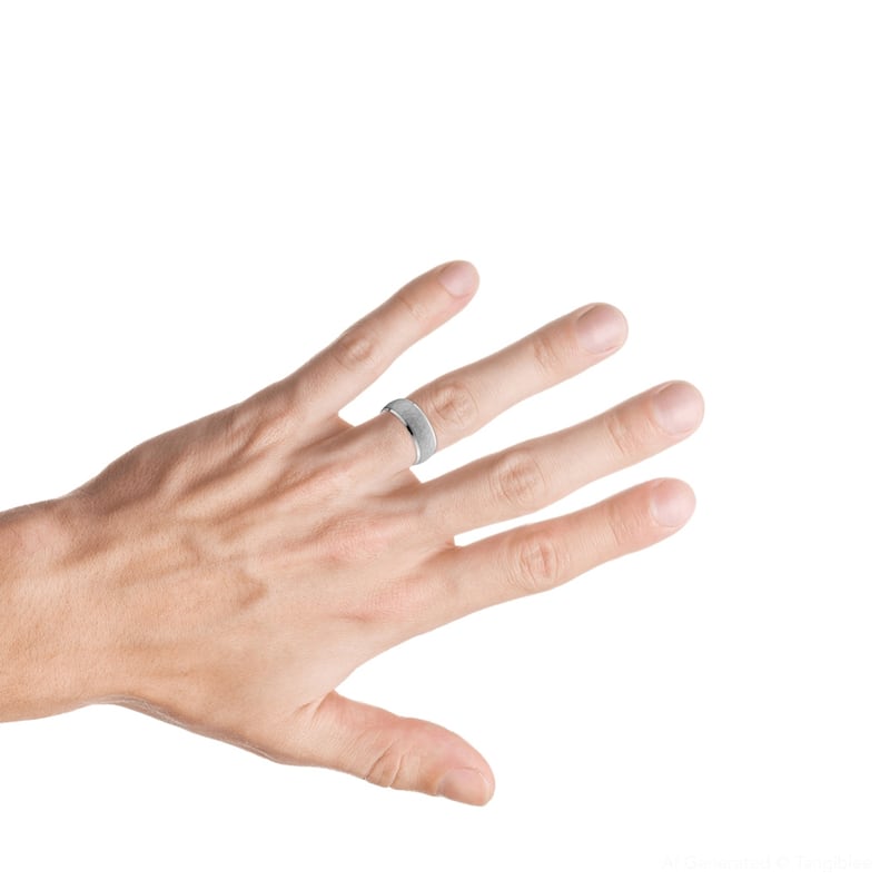 Bliss DiamondMens White Gold Brushed Hammered Comfort Wedding Band