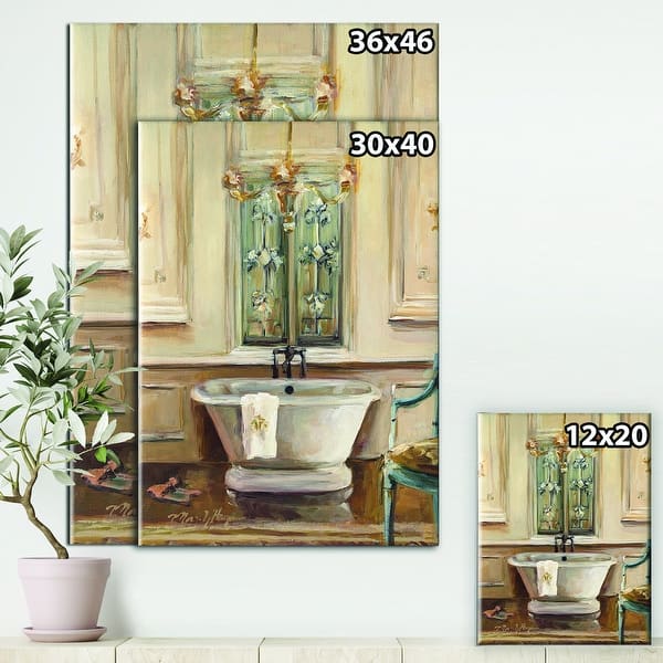 Designart Vintage Paris Bathtub Traditional Bathroom Premium Canvas Wall Art Blue Overstock 25706485