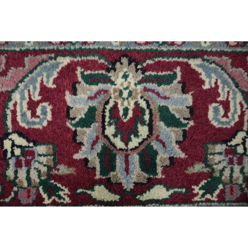 Hand Knotted Oriental 100% Wool Carpet Traditional All-Over Green Agra Area Rug - 12' 1'' X 9' 1''