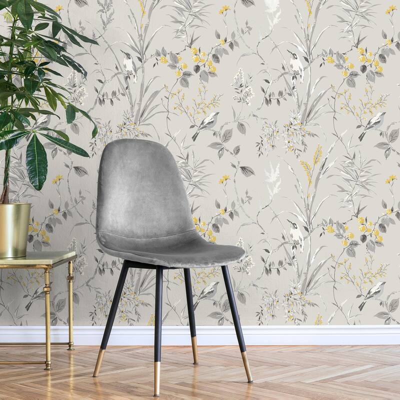 Fine Decor Mariko Grey Botanical Wallpaper