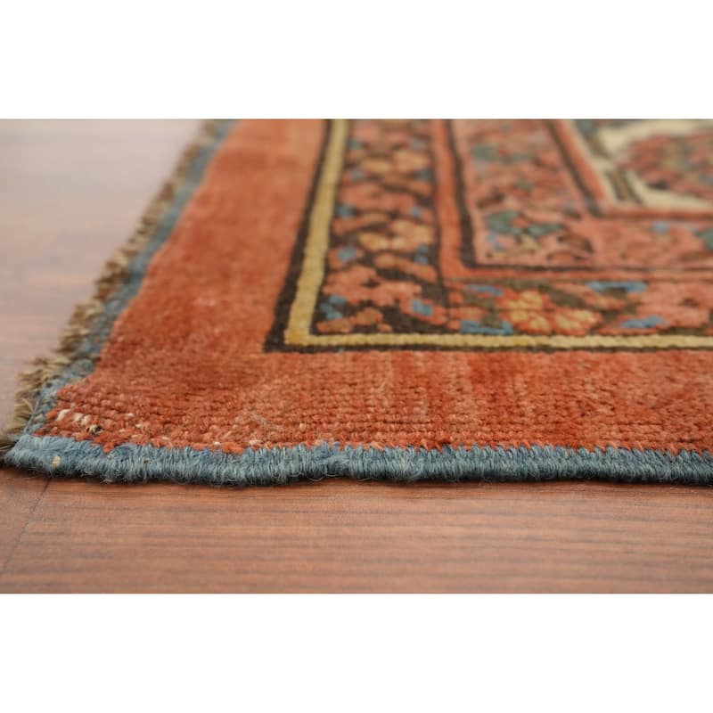 Hand Knotted Oriental 100% Wool Carpet Traditional Floral Navy Blue & Blues Heriz (serapi) Area Rug - 10' 10'' X 8' 6''