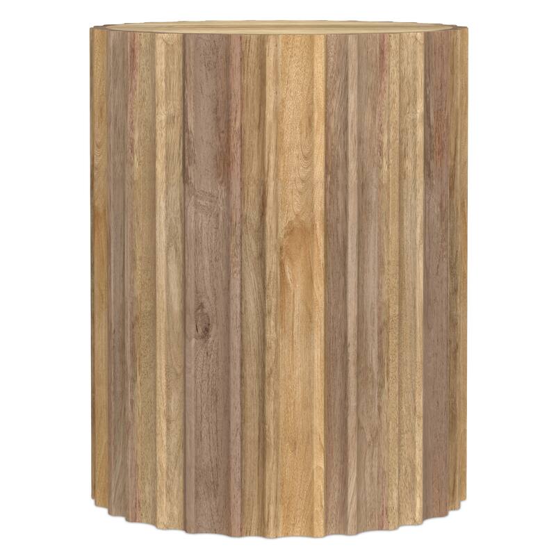 WYNDENHALL Doncaster 16" Wide Solid Mango Boho Contemporary End Table in Natural & Assembled - 16" D x 16" W x 20" H