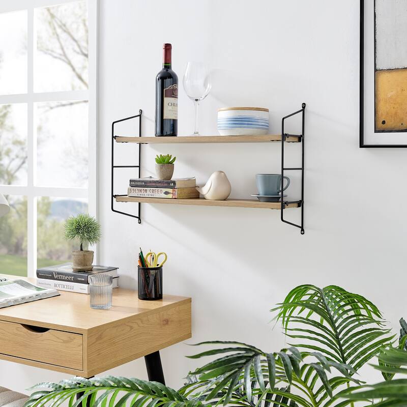 Danya B. Severini Floating Bracket Farmhouse Two-Tier Wall Shelf