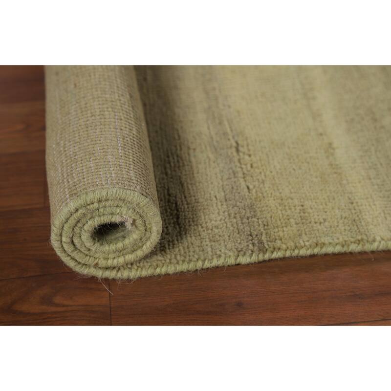 Modern Gabbeh Oriental Foyer Rug Hand-Knotted Green Wool Carpet - 2'7"x 4'0"