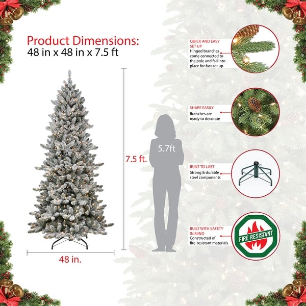 5' Pre-lit Frosted Winter Spruce Flocked Christmas Tree Decorated