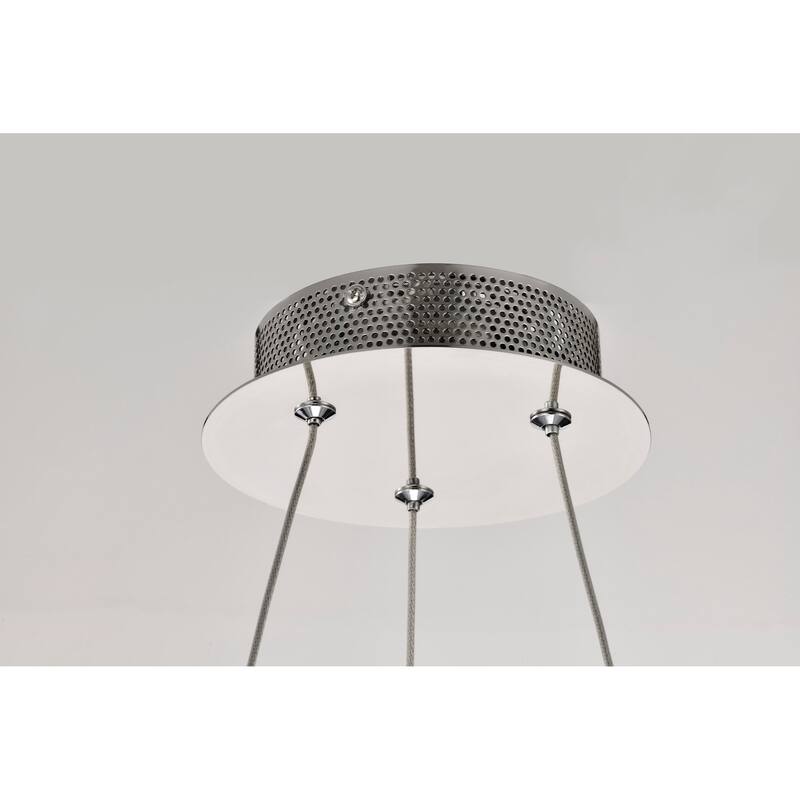 Asher LED 15 Inch Pendant Polished Nickel Finish K9 Crystal - Polished Nickel