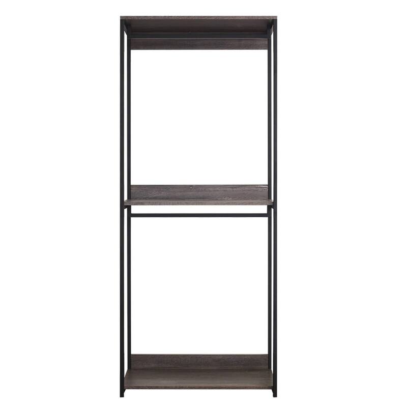 Gin Modular Closet System, 5 Hanging Rods, 5 Shelves, Black Metal