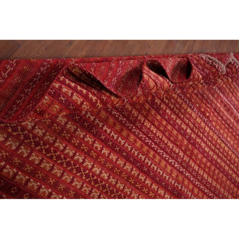 Checkered Moroccan Large Oriental Area Rug Hand-Knotted Wool Carpet - 9'8" x 13'11"