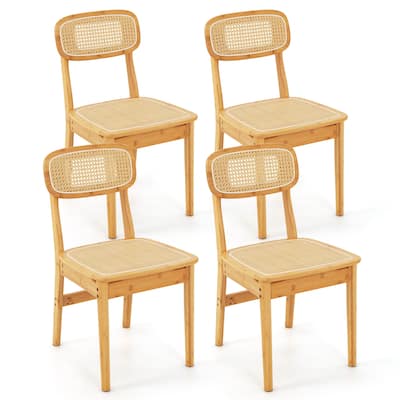 Gymax Rattan Dining Chairs Set of 2 Kitchen Dining Chairs w/ Simulated