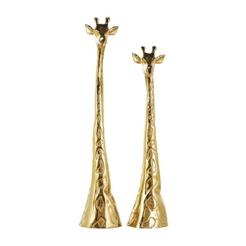 Gold Aluminum Metal Giraffe Decorative Sculpture (Set of 2)
