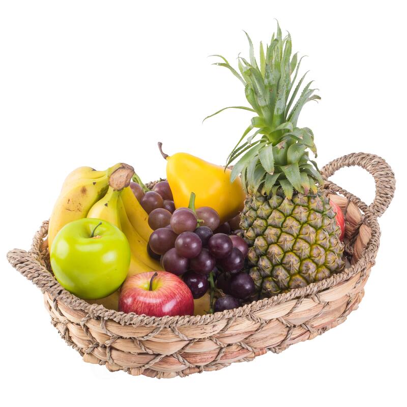 Seagrass Fruit Bread Basket Tray with Handles - Medium
