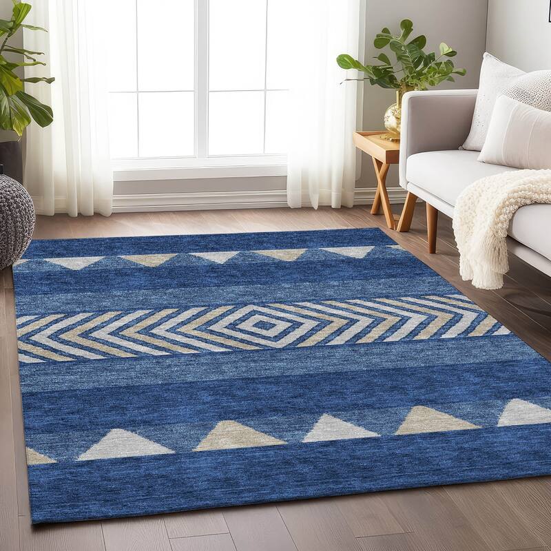Premium Washable Super Soft Southwest Ombre Mayfield Rug - Navy - 5' x 7'6"