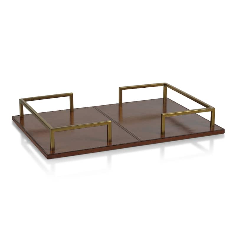 Chadwell 22" Long Leather Bar Tray - 22" x 15" x 3"
