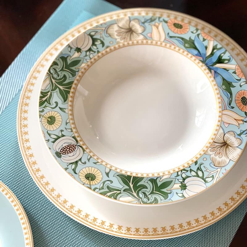 STP Goods Morris Garden Bone China Soup Deep Plate Set of 6 - 8.5"