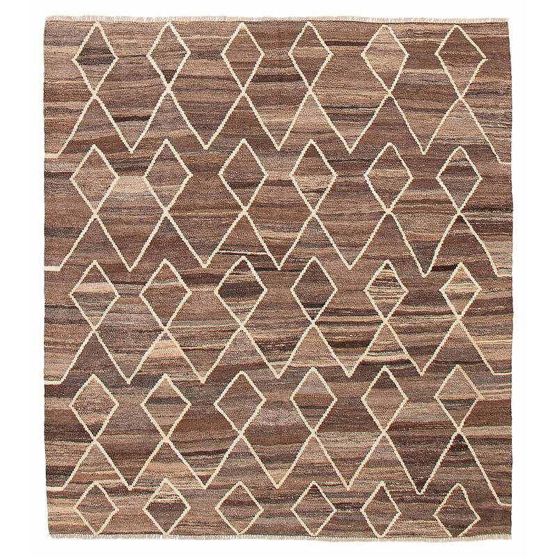 Sivas Brown Kilim 6'1" x 6'9" - 6'1 x 6'9 - Dark Brown - 6'1 x 6'9