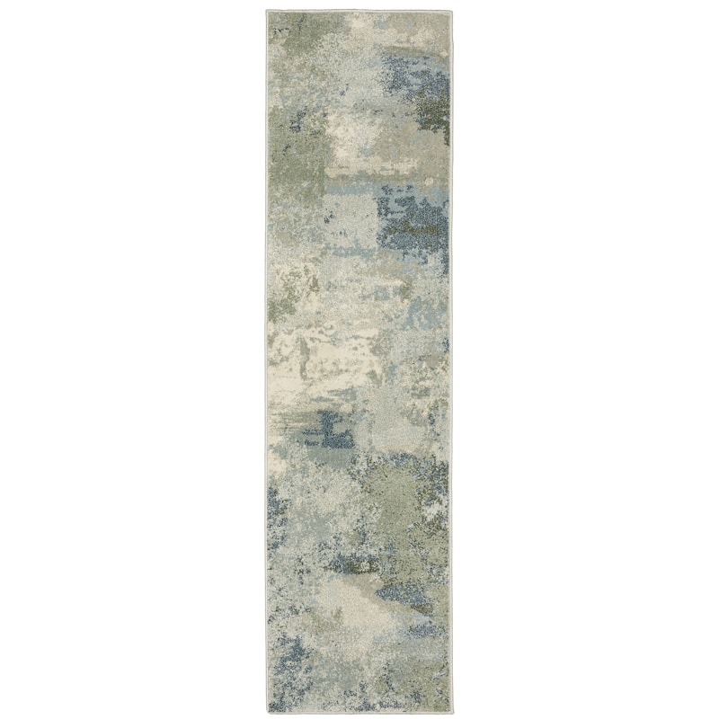 Style Haven Bassel Contemporary Abstract Blue/ Green Indoor Area Rug - 1' 10" x 7' 3" - Runner