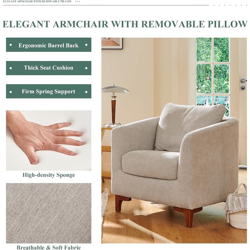 Sherpa Accent Chair with Storage Ottoman Set, Upholstered Barrel Club Arm Chair with Footrest Set of 1/2