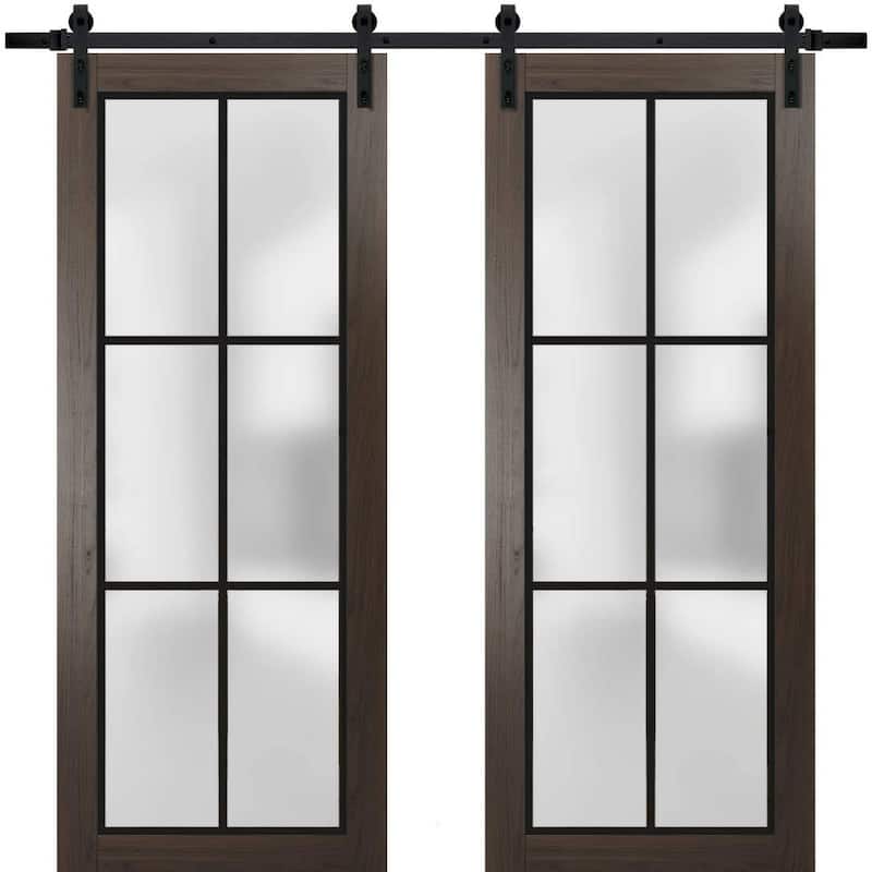 Sturdy Double Barn Door 36 x 80 Planum 2122 Chocolate Ash 13FT - Grey - 56" x 96" ( 2* 28x96)