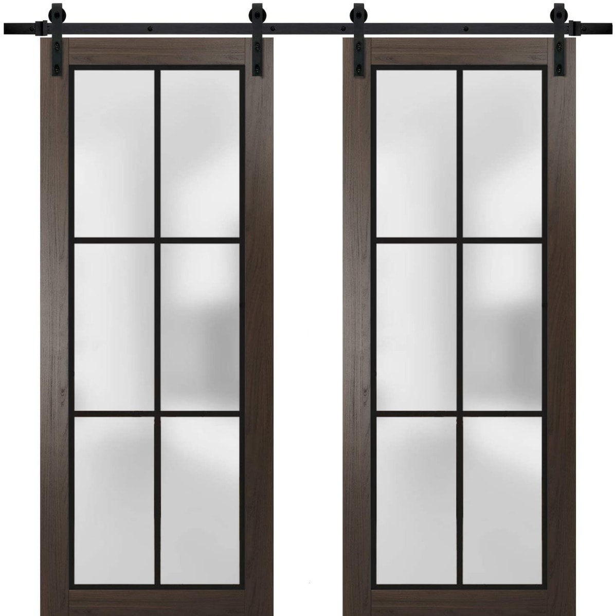 SartoDoors Planum 2122 | Closet Door Double Barn Door | Solid Wood | Hardware Set | 36x80, Chocolate Ash Bedroom Door