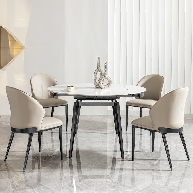 Extendable Sintered Stone Material Round Dining Table