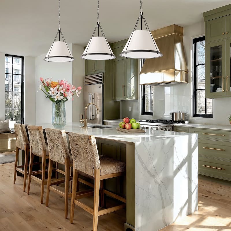 Draven Modern Pendant Light - Metal, Fabric & Gold, Matte Black Light Fixture For Modern, Contemporary, Minimalist Room Decor