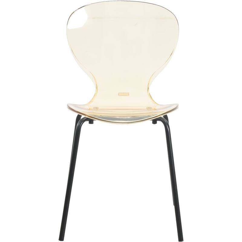 Stackable Plastic Dining Chair Transparent Set of 2 Modern Accent Side Chair for Indoor and Outdoor