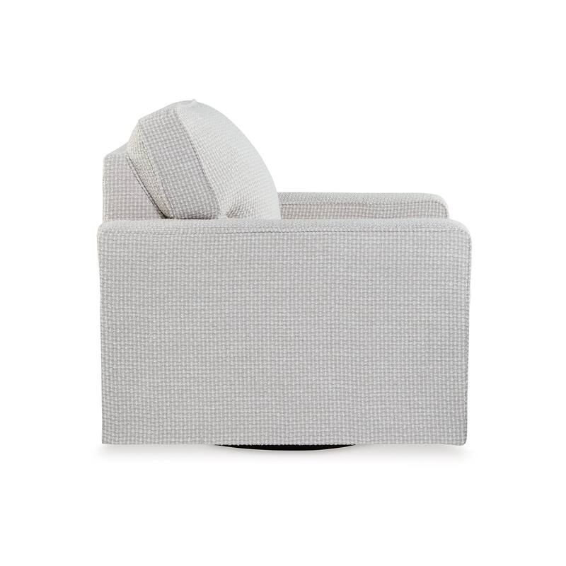 Olivia Swivel Accent Armchair, Light Gray Crosshatch Pattern Polyester