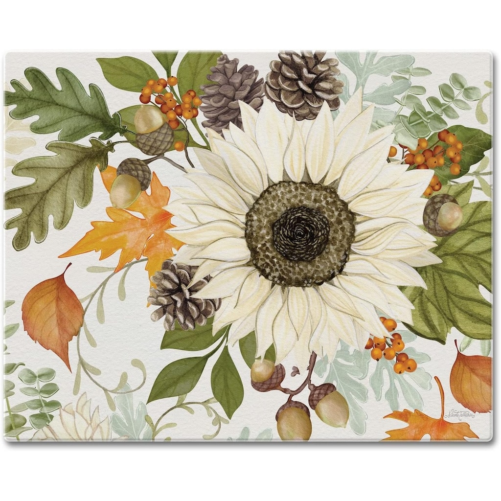 Farmhouse Fall Decorative 3mm Heat Tolerant Tempered Glass Cutting Board 15" x 12" Manufactured in the USA Dishwasher Safe