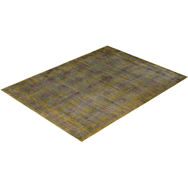 Overton Hand Knotted Wool Vintage Inspired Modern Contemporary Overdyed Gray Area Rug - 7' 10" x 10' 6"