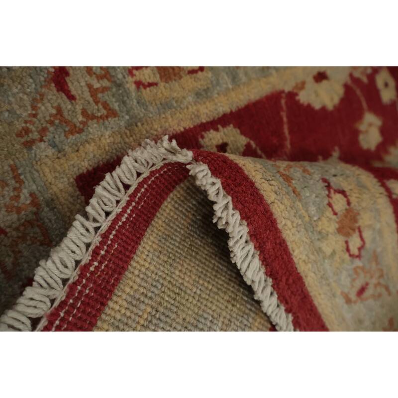 Hand Knotted Oriental 100% Wool Carpet Traditional Floral Red Peshawar Area Rug - 3' 0'' X 2' 2''