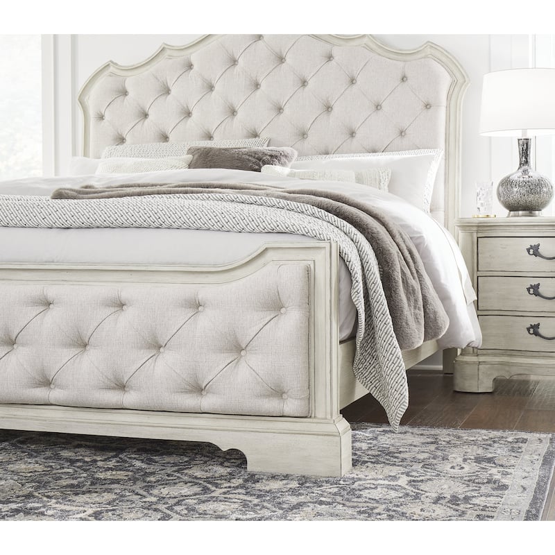 Signature Design by Ashley Arlendyne Antique White/Beige Upholstered Panel Bed