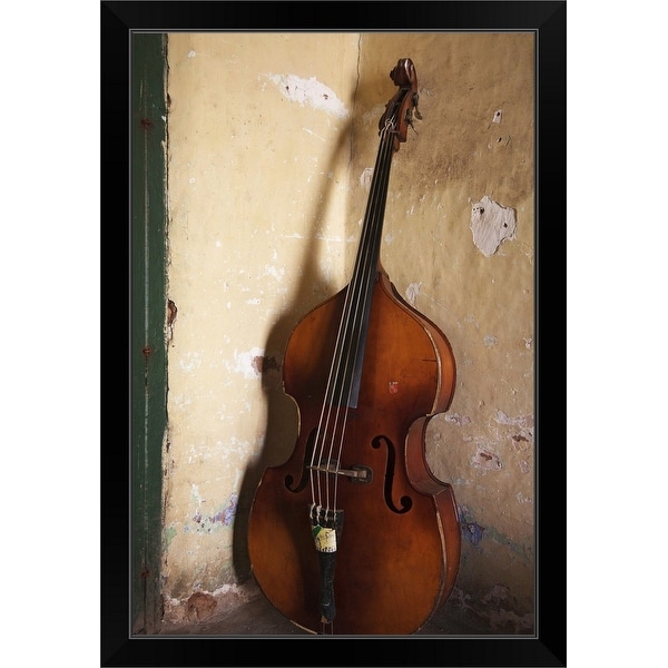 "A double bass in the corner of a room" Black Framed Print