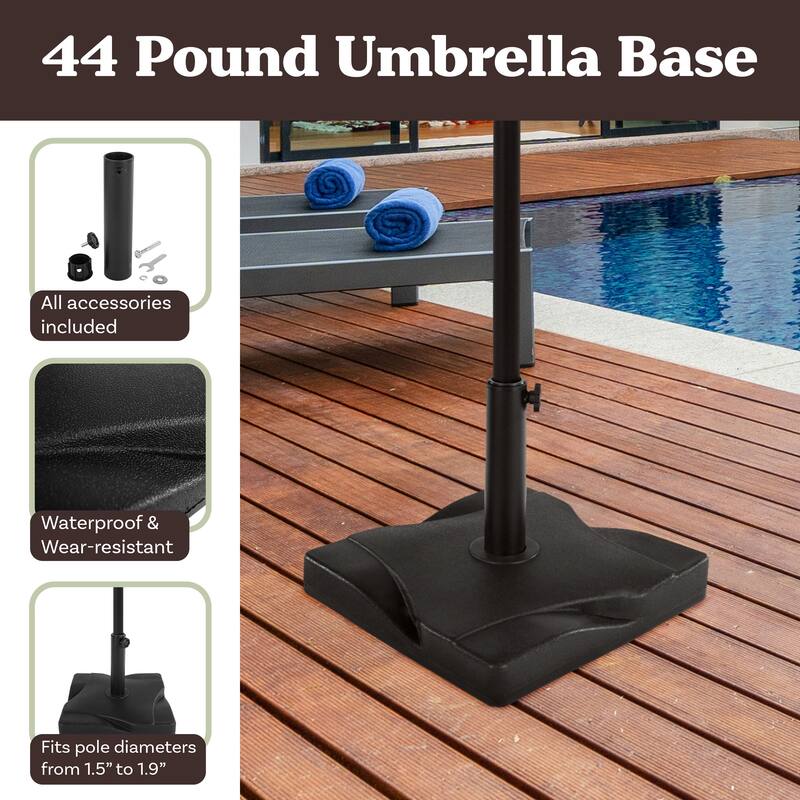 Patio Umbrella Base - 44lb Heavy Duty Polyethylene and Cement Patio Umbrella Stand Outdoor by Pure Garden (Black) - N/A