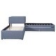 preview thumbnail 16 of 14, L-Shaped Upholstered Twin Platform Bed with Trundle, 2-Drawers, Built-in Desk, Convertible Design, Solid Wood Frame, Grey
