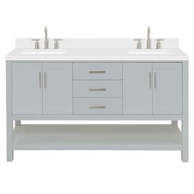 Ariel S060DCQRVO Magnolia 60" Free Standing Double Basin Vanity Set