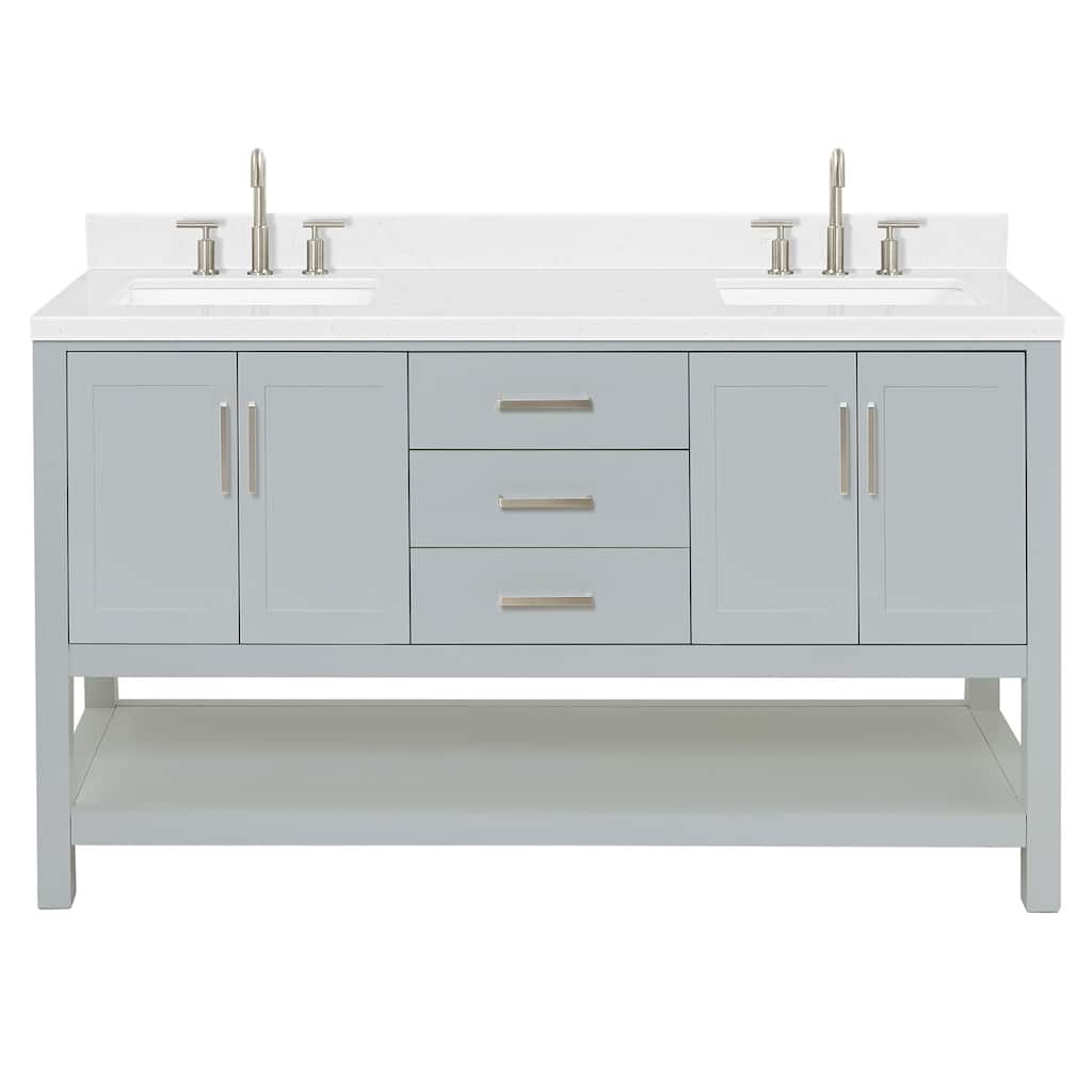 Ariel S060DCQRVO Magnolia 60" Free Standing Double Basin Vanity Set