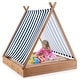 preview thumbnail 1 of 9, Costway Wooden Sandbox with Canopy Tent Design Fir Wood Frame 2 Bench - See Details Natural - See Details