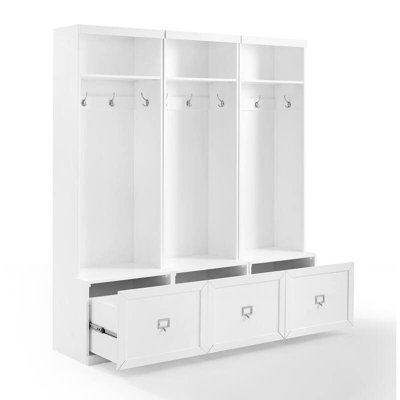 Crosley Harper 3-piece Slim Hall Tree Entryway Set - 66"W x 16.38"D x 74"H