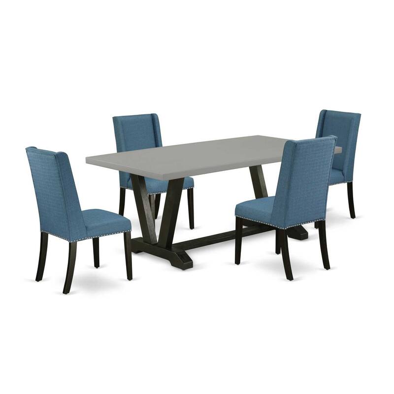 Gothic Glamour 5-Piece Dinette Set - Dining Table & 4 Chairs - Modern Rectangular Design - 60