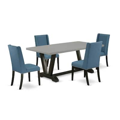 Gothic Glamour 5-Piece Dinette Set - Dining Table & 4 Chairs - Modern Rectangular Design - 60