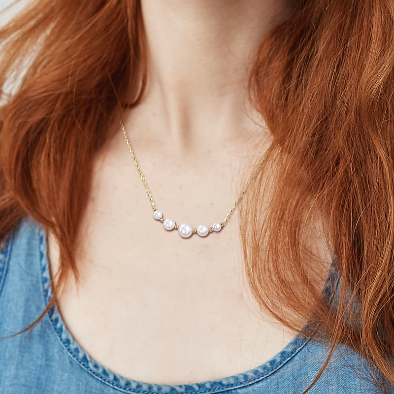Miadora Cultured Freshwater Pearl and White Topaz Yellow Silver