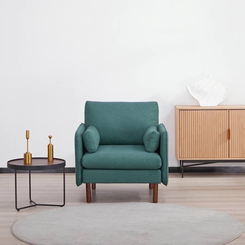 Yucca Modern Accent Chair, Polyester / Vegan Leather Armchair - Includes 2 throw pillows